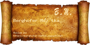 Berghofer Mátka névjegykártya